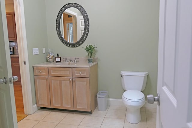 46 Brookfield Rd, Seymour, CT 06483 - bathroom with vanity, baseboards, toilet, and tile patterned floors