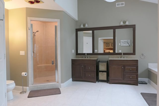 46 Brookfield Rd, Seymour, CT 06483 - bathroom featuring a stall shower, vanity, baseboards, and tile patterned floors