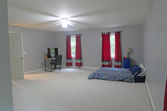 46 Brookfield Rd, Seymour, CT 06483 - carpeted bedroom featuring an office area, baseboards, and ceiling fan