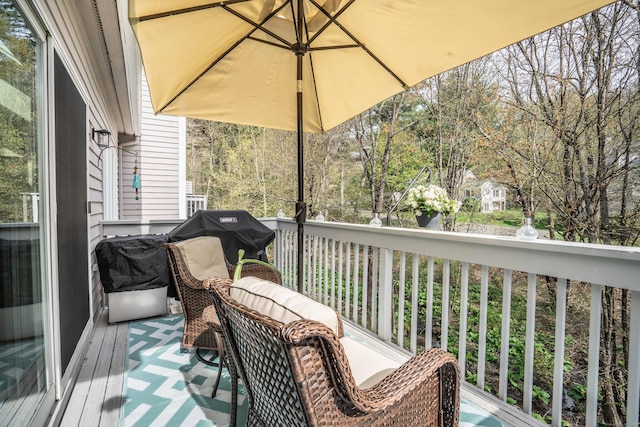 deck featuring grilling area