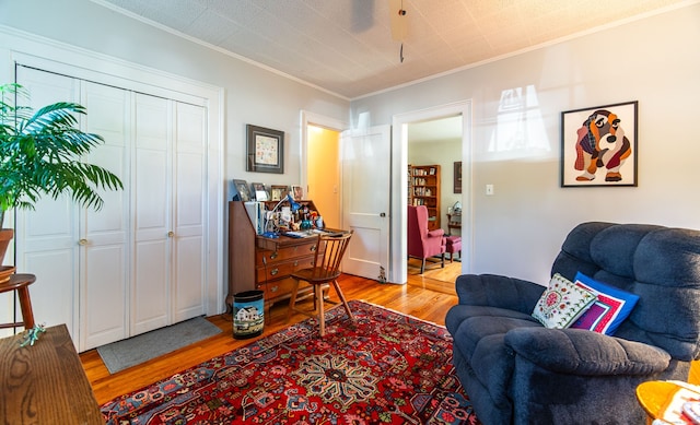 496 Whitney Ave Unit 1C, New Haven, CT 06511 - sitting room featuring crown molding and light wood-style floors