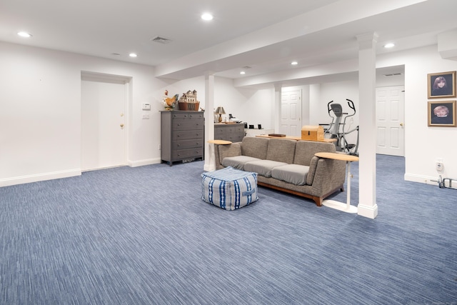 1 Maple St Unit 1, New Canaan, CT 06840 - living area featuring baseboards, recessed lighting, and carpet floors
