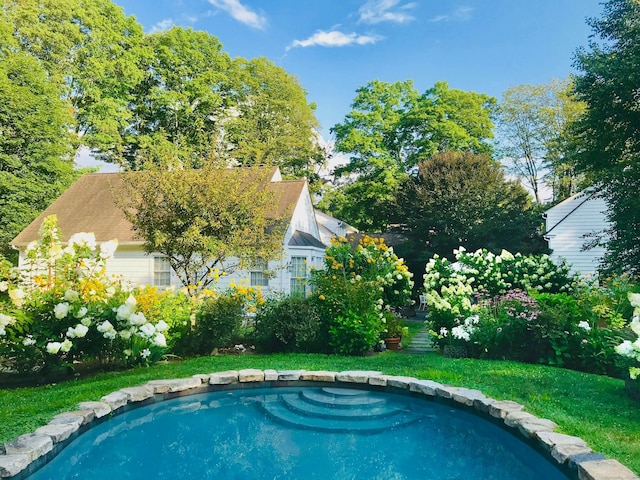 pool with a yard