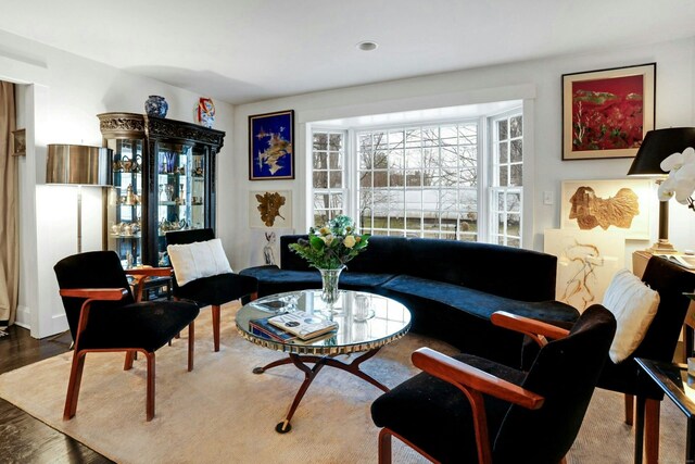 living area featuring wood finished floors