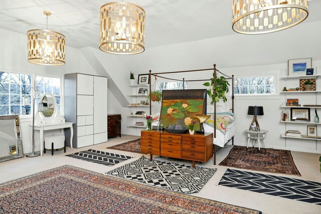 foyer with a notable chandelier