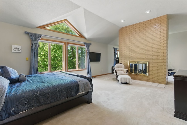 17 Pasture Ln, Glastonbury, CT 06073 - bedroom featuring carpet, a fireplace, lofted ceiling, and baseboards