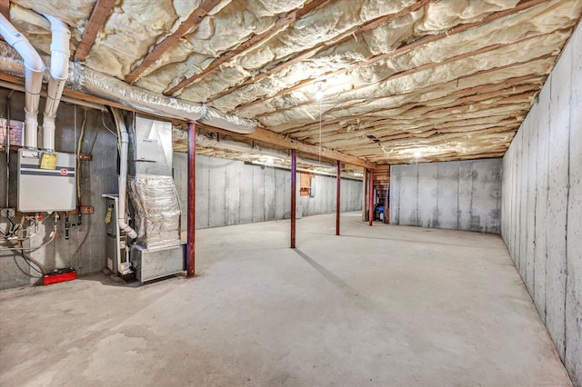 unfinished basement with heating unit