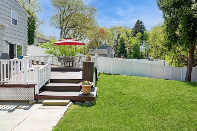 35 Hampton Ln, Stamford, CT 06903 - view of yard featuring a deck and outdoor dining space