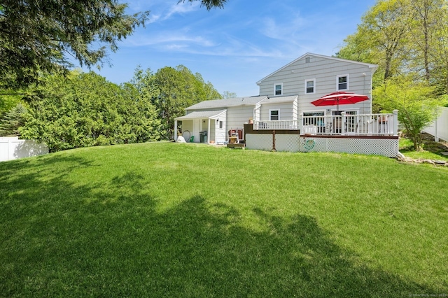 35 Hampton Ln, Stamford, CT 06903 - back of house with a deck and a yard