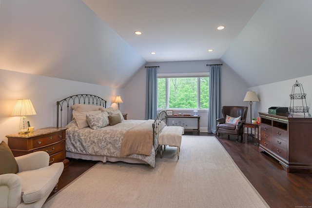72 S Salem Rd, Ridgefield, CT 06877 - bedroom with dark wood-style flooring, lofted ceiling, and recessed lighting