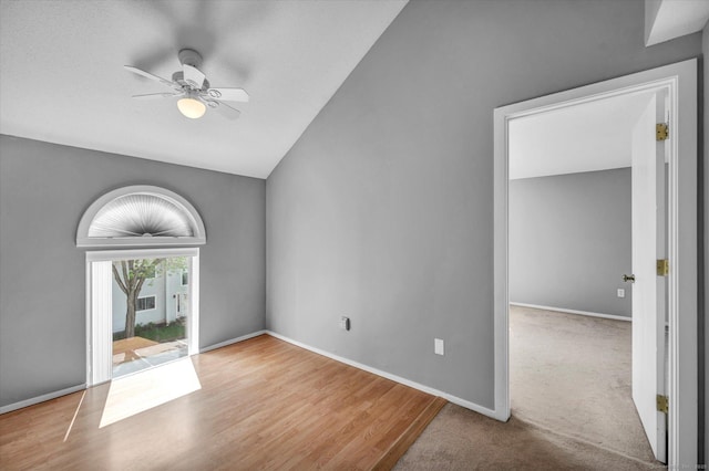 37 Valley Run Dr Unit 37, Cromwell, CT 06416 - unfurnished room featuring ceiling fan, baseboards, and lofted ceiling
