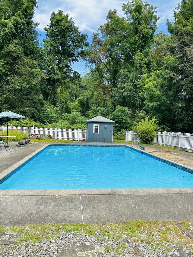 37 Pulpit Rock Rd, Woodstock, CT 06281 - view of swimming pool featuring a patio and an outbuilding