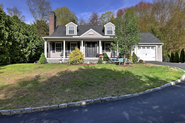1440 Straits Tpke, Middlebury, CT 06762 - new england style home with covered porch, an attached garage, a front yard, and aphalt driveway