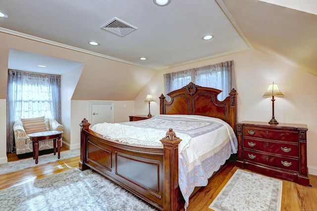1440 Straits Tpke, Middlebury, CT 06762 - bedroom with baseboards, visible vents, lofted ceiling, and light wood-type flooring