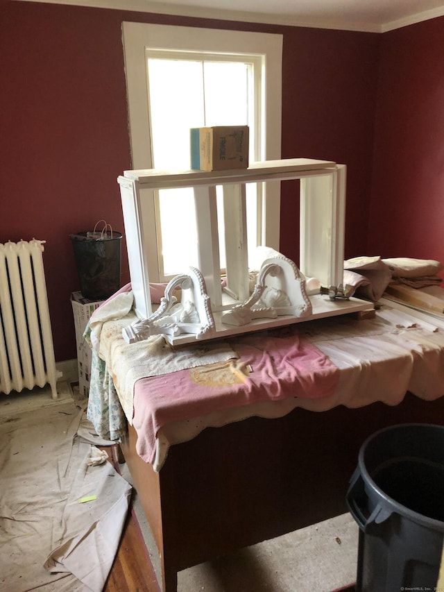 bedroom featuring radiator heating unit