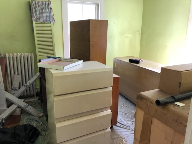 interior space featuring radiator heating unit