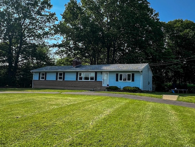 63 Ridgetop Rd, Wallingford, CT 06492 - ranch-style home with a front lawn and a chimney