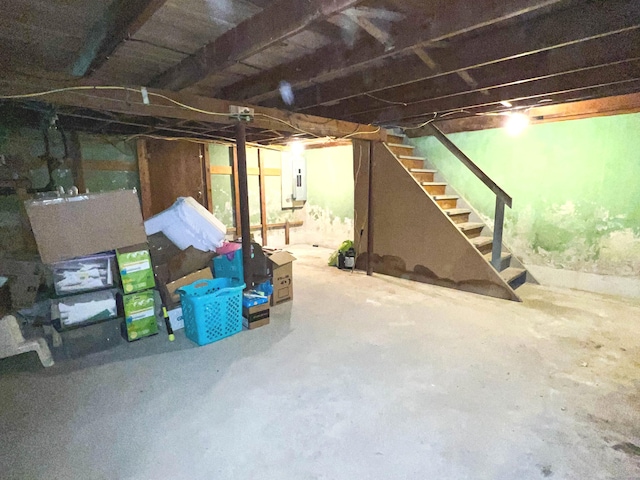 63 Ridgetop Rd, Wallingford, CT 06492 - unfinished basement with stairs and electric panel