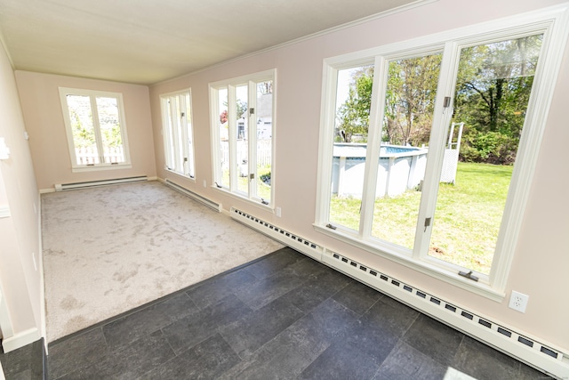 144 Fiesta Hts, Meriden, CT 06451 - unfurnished sunroom featuring baseboard heating and a baseboard radiator