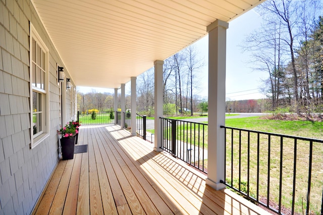 wooden deck with covered porch