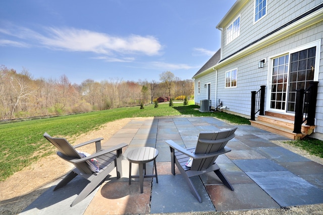 view of patio / terrace with central AC and entry steps