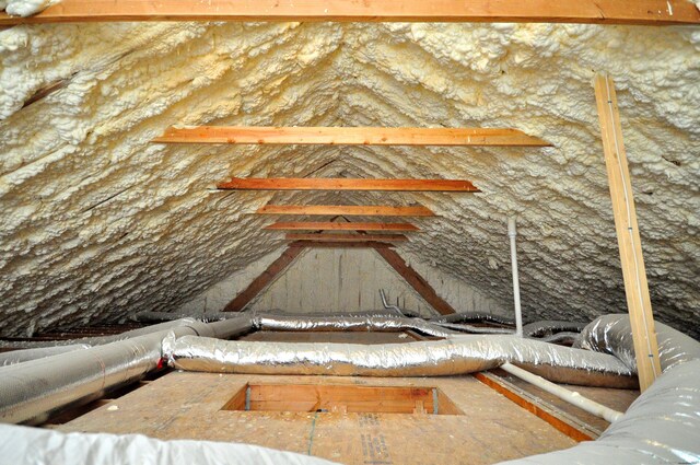 view of unfinished attic