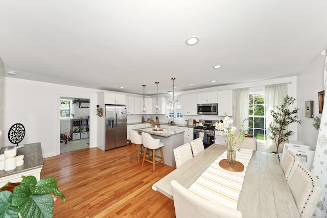 26 Greenwood Dr, Prospect, CT 06712 - dining area with light wood-type flooring and recessed lighting
