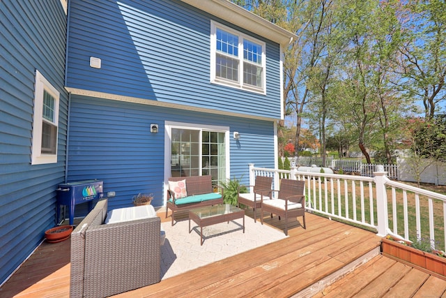 26 Greenwood Dr, Prospect, CT 06712 - wooden terrace with an outdoor living space and fence