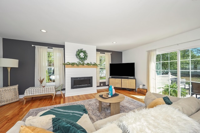 26 Greenwood Dr, Prospect, CT 06712 - living area with recessed lighting, baseboards, wood finished floors, and a fireplace