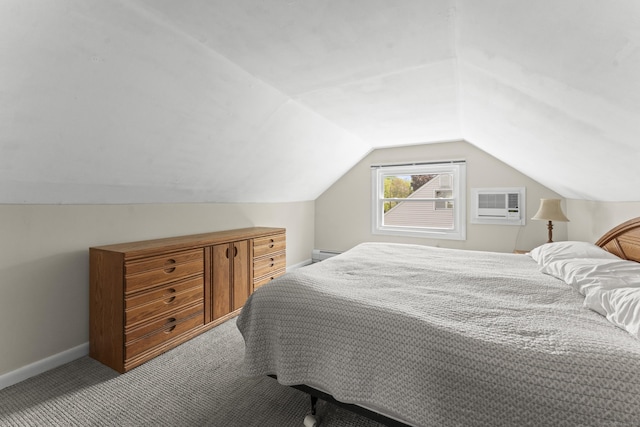21 Roosevelt Blvd, Enfield, CT 06082 - carpeted bedroom featuring baseboards, lofted ceiling, a wall mounted AC, and a baseboard radiator