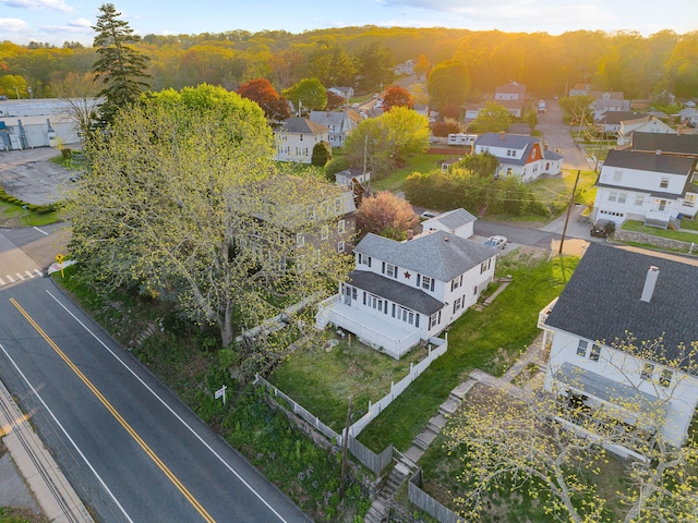 birds eye view of property with a residential view