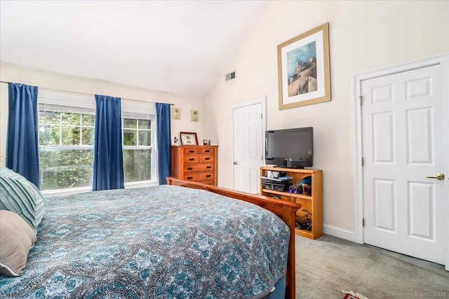 21 Woodcrest Ln Unit 21, Danbury, CT 06810 - carpeted bedroom featuring baseboards, lofted ceiling, and visible vents