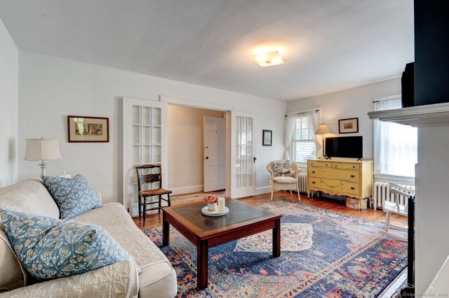 2951 Winsted Rd, Torrington, CT 06790 - living area with wood finished floors, baseboards, and radiator heating unit