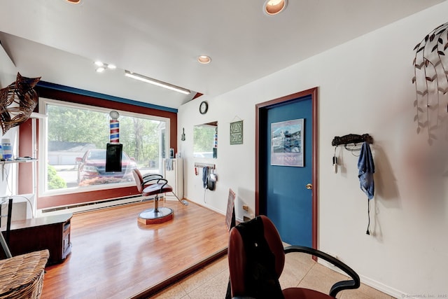 2951 Winsted Rd, Torrington, CT 06790 - office area featuring a baseboard radiator and recessed lighting