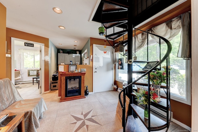 2951 Winsted Rd, Torrington, CT 06790 - living area with recessed lighting and baseboard heating