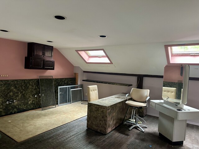 2951 Winsted Rd, Torrington, CT 06790 - office area with a skylight, hardwood / wood-style flooring, and vaulted ceiling