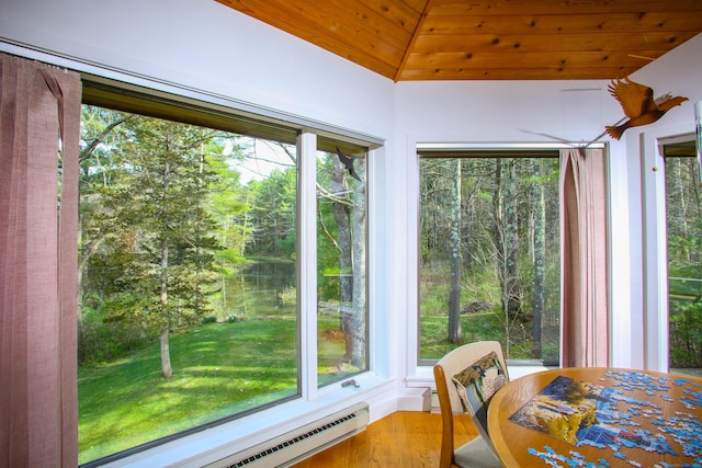 sunroom with plenty of natural light and a baseboard radiator
