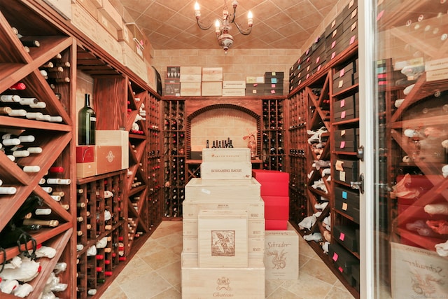 wine room with tile patterned flooring