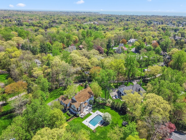 aerial view with a forest view