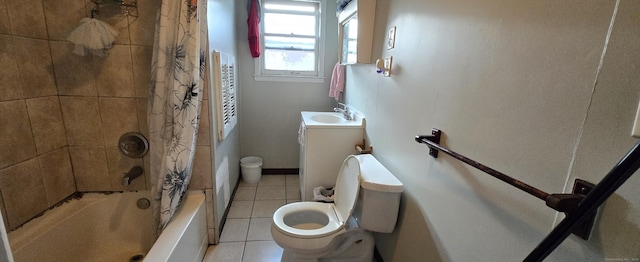 324 Mountain Grove St, Bridgeport, CT 06605 - bathroom with a sink, shower / tub combo, tile patterned floors, and toilet