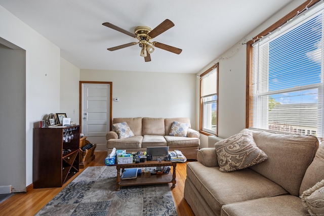 19 Terhune Ave, Branford, CT 06405 - living room featuring light wood-style flooring and ceiling fan