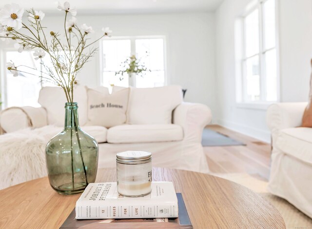 13 Dunbar Rd, Milford, CT 06460 - living area with baseboards, a healthy amount of sunlight, and wood finished floors