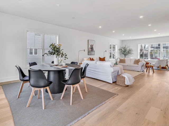 13 Dunbar Rd, Milford, CT 06460 - dining area with recessed lighting, light wood-style flooring, and baseboards