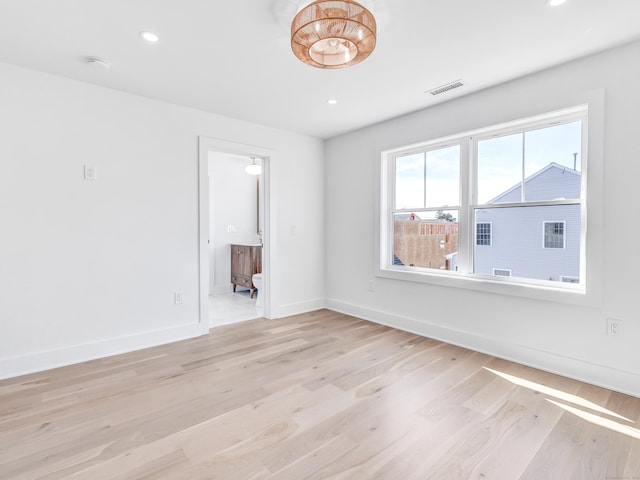 13 Dunbar Rd, Milford, CT 06460 - spare room featuring recessed lighting, baseboards, visible vents, and light wood finished floors
