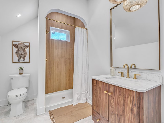 13 Dunbar Rd, Milford, CT 06460 - full bath with curtained shower, vanity, baseboards, tile patterned floors, and toilet