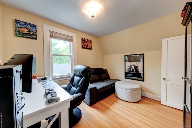 140 College Ave, Torrington, CT 06790 - home office featuring wood finished floors, vaulted ceiling, and baseboards