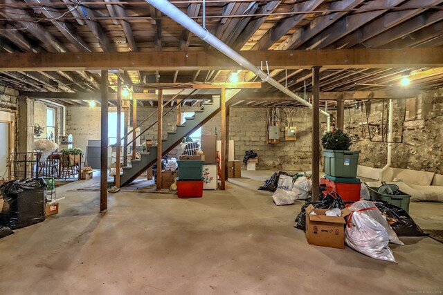 24 Wall St, Shelton, CT 06484 - below grade area with stairs and electric panel