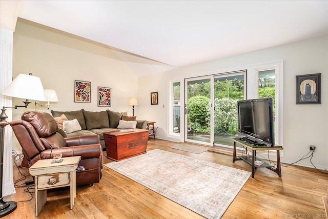living area with wood finished floors
