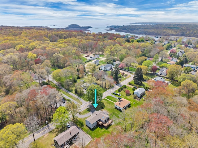 bird's eye view featuring a view of trees