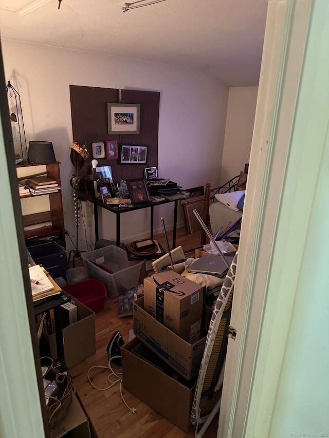 office space with wood finished floors